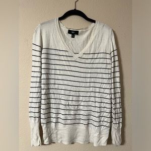 Mossimo Long Sleeve Cream and Black Striped Sweater